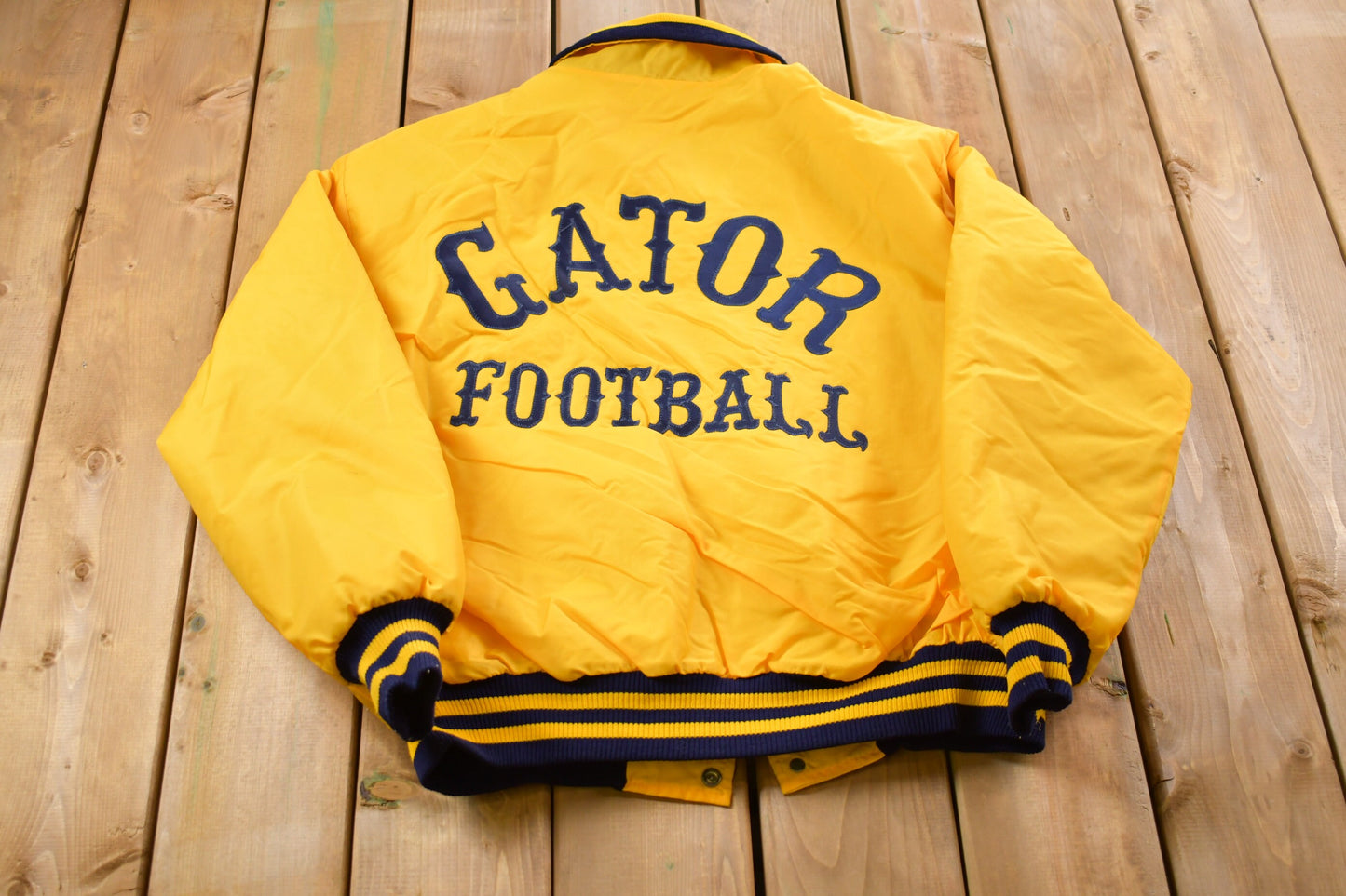 Vintage 1990s Delong Gator Football Varsity Jacket / Athleisure Sportswear / Streetwear Fashion / Automotive Apparel / Made In USA