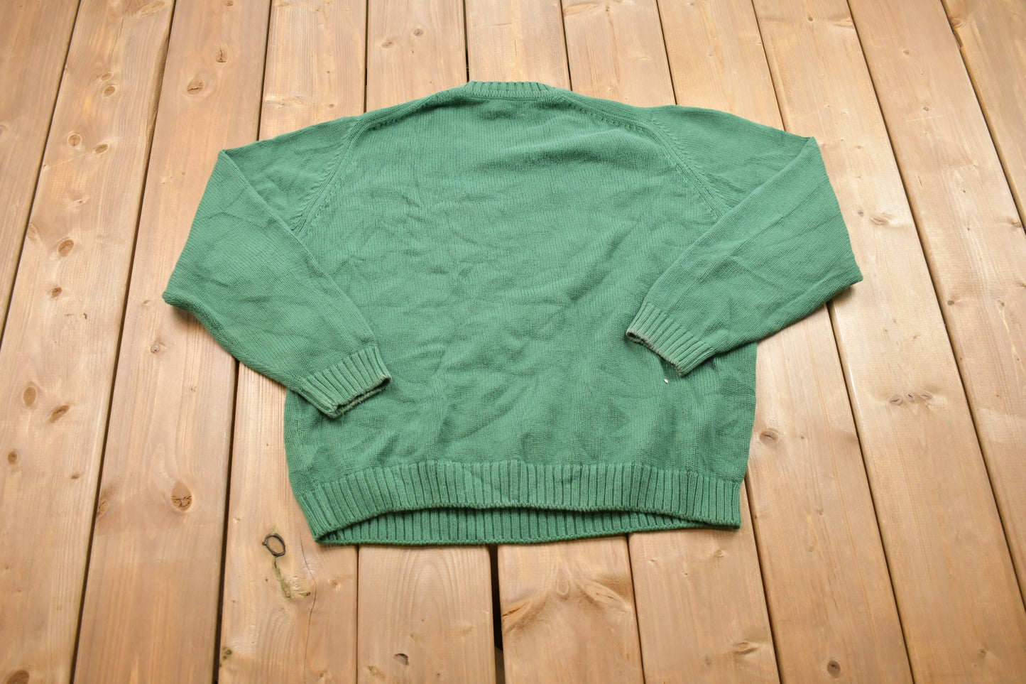 Vintage Land's End Knitted Sweater / Vintage 90s Crewneck / Pattern Sweater / Outdoor / Hand Knit / Pullover Sweatshirt