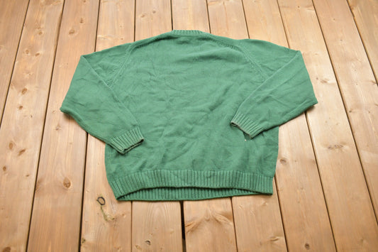 Vintage Land's End Knitted Sweater / Vintage 90s Crewneck / Pattern Sweater / Outdoor / Hand Knit / Pullover Sweatshirt