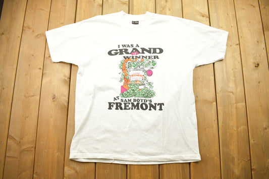 Vintage 1990s I Was A Grand Winner At Sam Boyd's Fremont T-Shirt / Casino Promo / Gambling Graphic / Made In USA / Jackpot Print