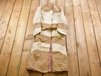Vintage 1970s Bohemian Leather Striped Full Length Jacket