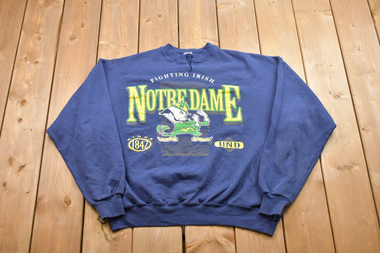 Vintage 1990s University of Notre Dame Collegiate Crewneck / Fighting Irish / Made in USA / NCAA Sweatshirt / Sportswear / Americana