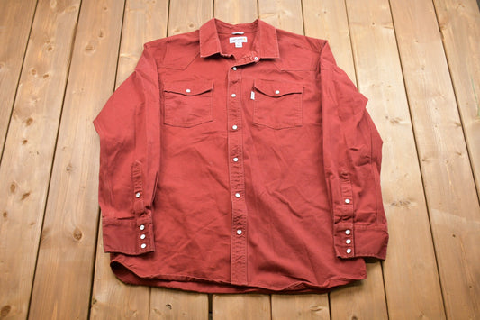 Vintage 1990s Carhartt Double Pocket Button Up Shirt / 1990s Button Up / Vintage Flannel / Casual Wear / Workwear / Pattern Button Up