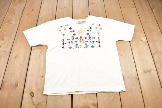 Vintage 1990s Floral Graphic T-Shirt / Streetwear / Retro Style / Single Stitch / 90s Graphic Tee