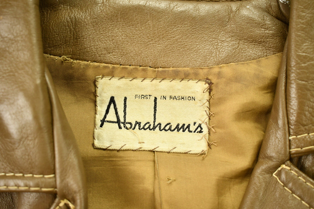 Vintage 1970s Abrahams Leather Trench Coat Jacket