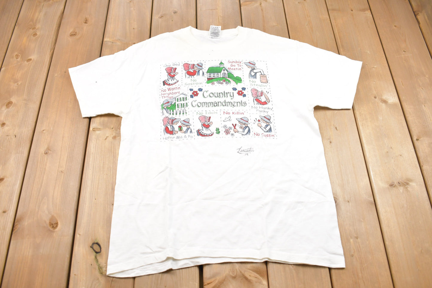 Vintage 1990s country Commandments Graphic T-Shirt / Streetwear / Retro Style / Single Stitch / 90s Graphic Tee