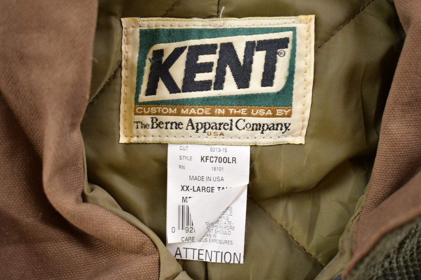 Vintage 1990s Kent Quilted Jacket / Workwear / Streetwear / Made In USA / 90s / Quilted Lined Jacket / Distressed Kent / Union Made