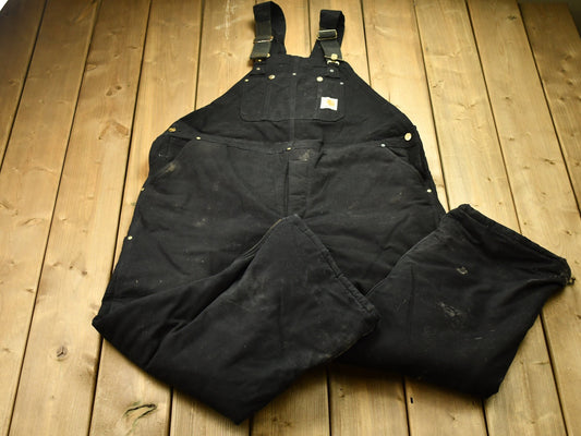 Vintage 1990s Carhartt Duck Bib Overalls Size 44 x 30 / Carhartt Workwear / Made In USA / Distressed Carhartt / Double Knees