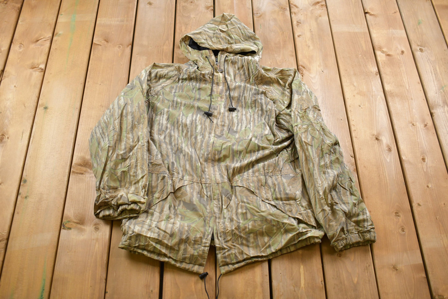 Vintage 1980s Realtree Camo Zip Up Windbreaker Jacket / Bark Camo / Athletic Spring Summer Sportswear / Streetwear / Athleisure