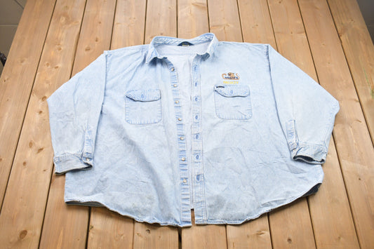 Vintage 1990s Cougars Faculty Denim Button Up Shirt