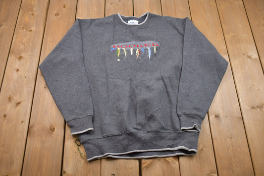 Vintage 1990s Hooked Fishing Crewneck Sweatshirt / 90s Crewneck / Athleisure / Streetwear / MC Sport