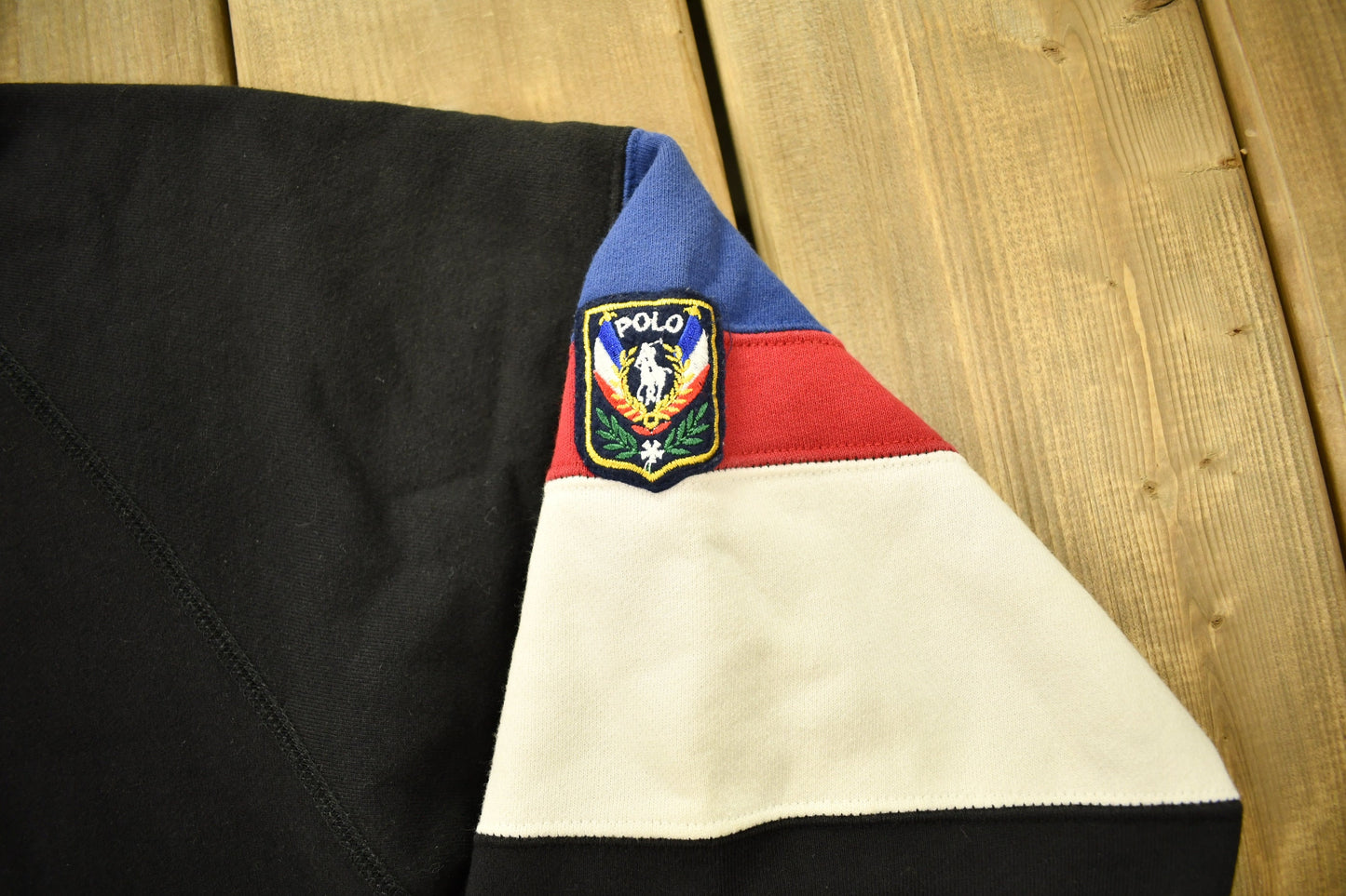 Vintage 1980s Polo Ralph Lauren Black Uni Crest Hoodie