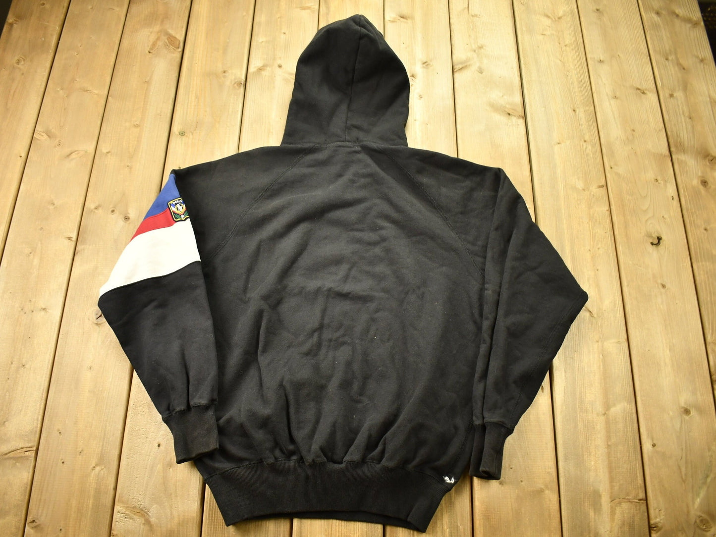 Vintage 1980s Polo Ralph Lauren Black Uni Crest Hoodie