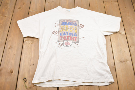 Vintage 1990s Arkansas Barbeque Graphic T-Shirt / Streetwear / Retro Style / Single Stitch / Made In USA / 90s Graphic Tee