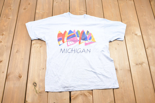 Vintage 1987 Michigan T-Shirt / Souvenir T Shirt / Streetwear / Made In USA / Vacation Tee / Travel & Tourism