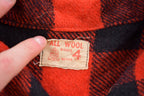 Vintage 1950s Buffalo Plaid Wool Button Up Shirt Back Vent