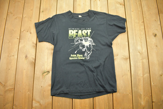 Vintage 1980s Beware Of The Beast Point Blank Spectra Shield T Shirt / Made In USA / Single Stitch / 80s T Shirt