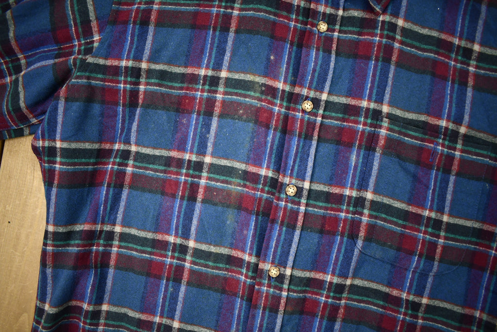 Vintage 1960s Pendleton Plaid Flannel Button Up Shirt