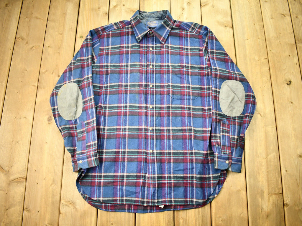 Vintage 1960s Pendleton Plaid Flannel Button Up Shirt