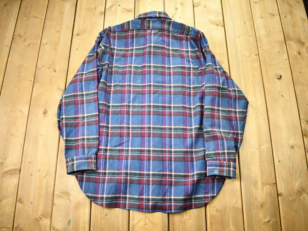 Vintage 1960s Pendleton Plaid Flannel Button Up Shirt