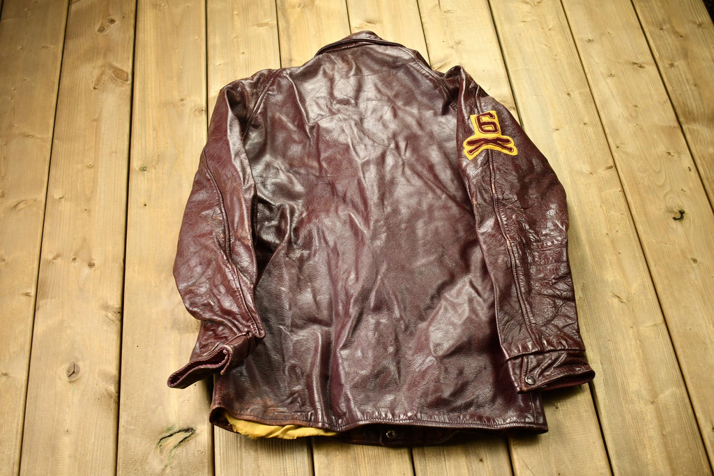 Vintage 1940s Samsonite Horsehide Varsity Jacket Industrial Champs Leather Jacket