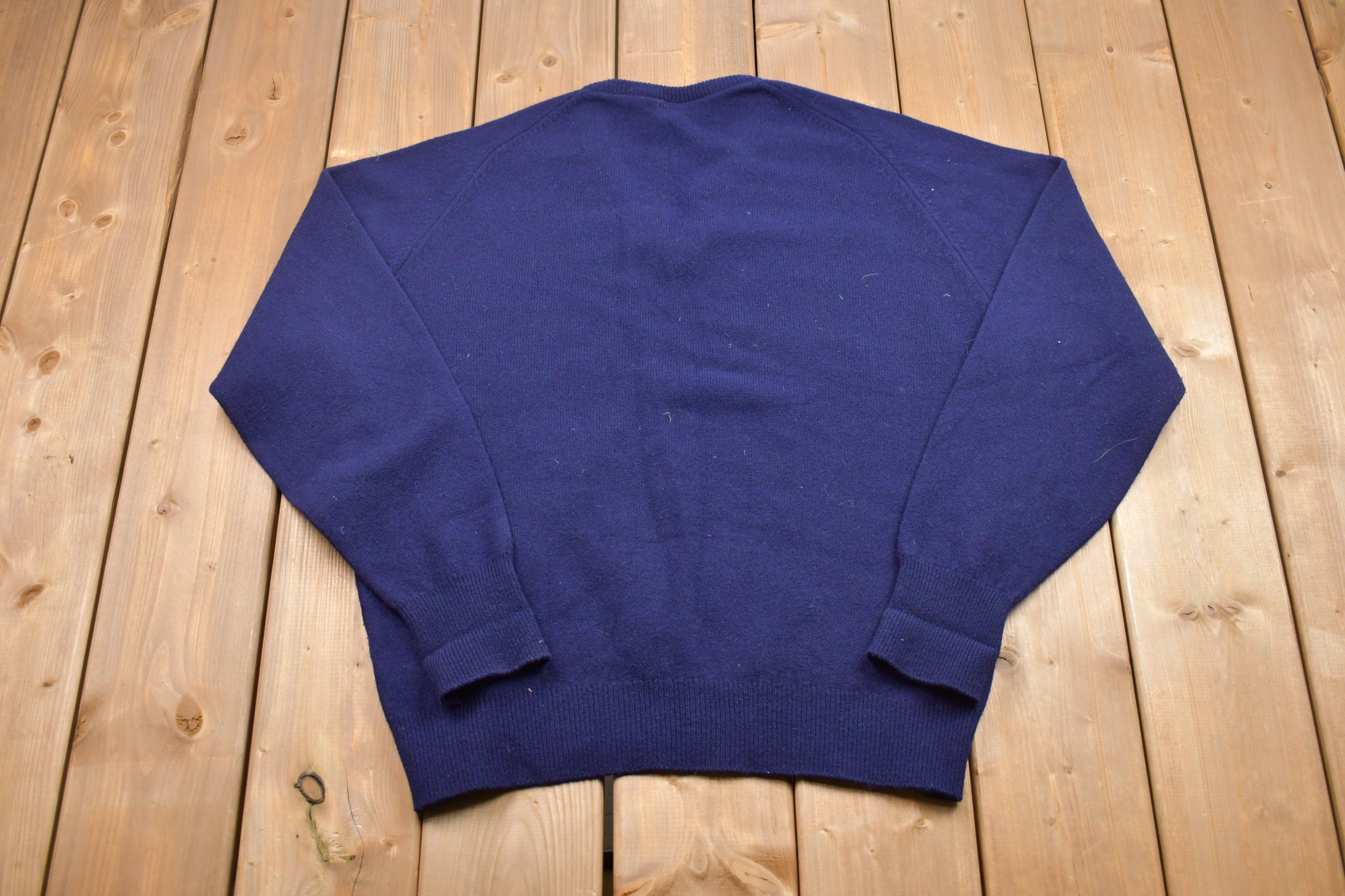Vintage 100% Shetland Wool LL Bean Knitted V-Neck Sweater