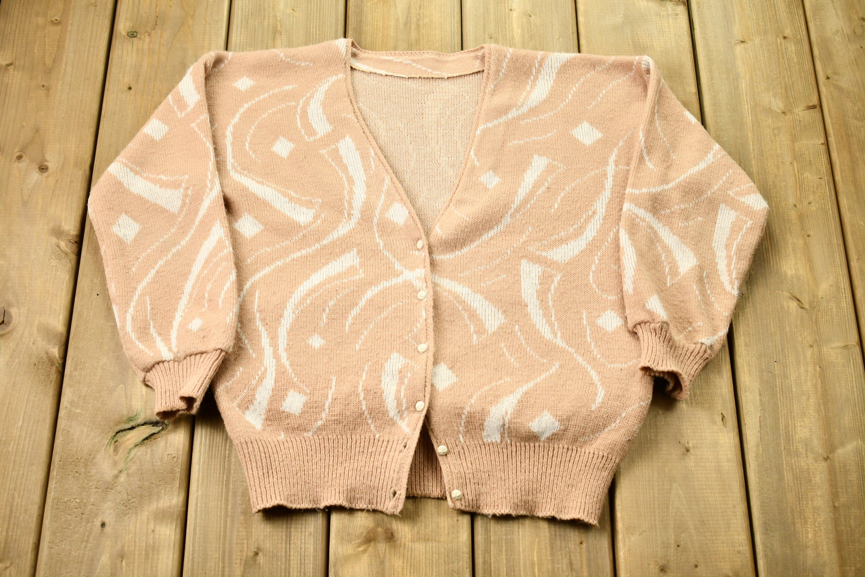 Vintage 1940s Abstract Wool Cardigan