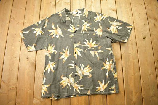 Vintage 1980s Islander All Over Print Floral Button Up Shirt / Streetwear / Beach / Vacation Shirt / Hawaiian Shirt