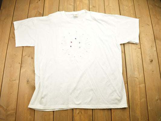 Vintage 1990s Sun Theme Embossed Graphic T Shirt