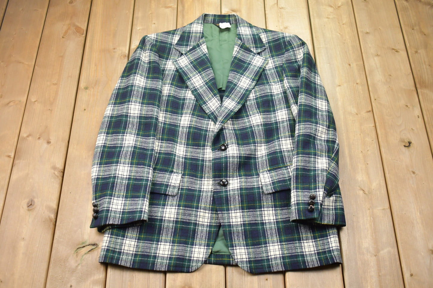 Vintage 1990s Pendleton Wool Plaid Blazer Jacket / Sport Coat  / Vintage 90s Blazer / Suit Jacket / Outdoor / Spring Jacket / Wool Blazer