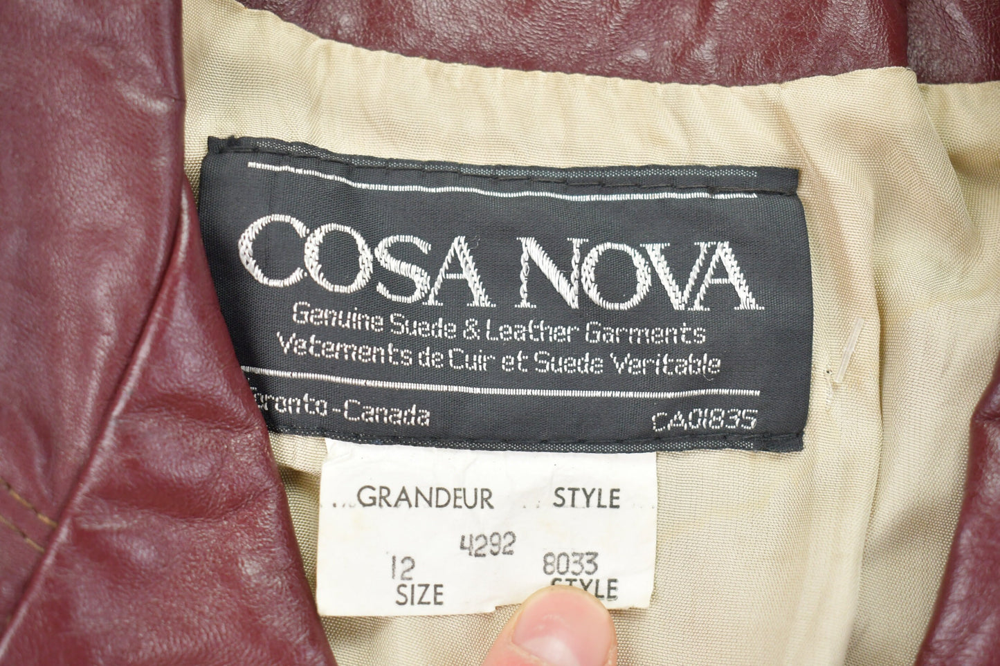 Vintage 1990s Cosa Nova Leather Blazer Jacket / Fall Outerwear / Leather Coat / Winter Outerwear / Streetwear Fashion / Made In Canada