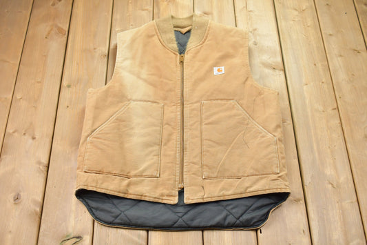 Vintage 1990s Carhartt Vest / Workwear / Streetwear / Made In USA / 90s / Quilt Lined Vest / Distressed Carhartt / Union Made / 90s Vest