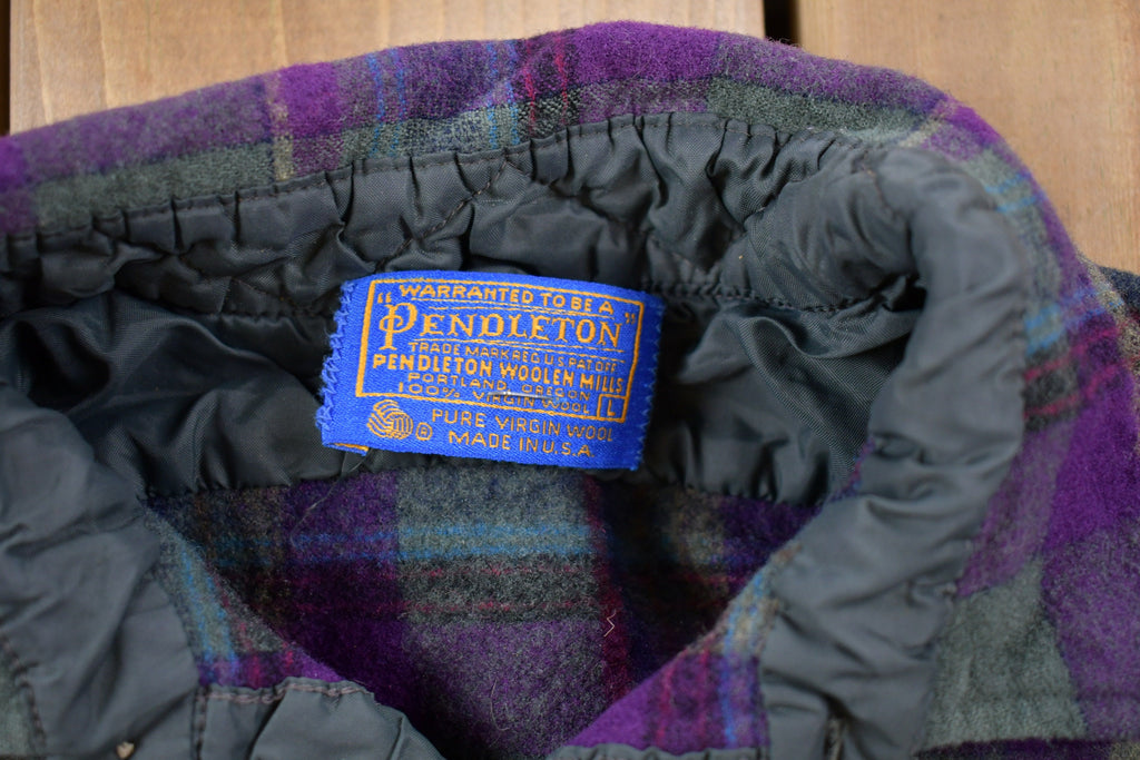 Vintage 1970s Kids Pendleton Plaid Button Up Shirt