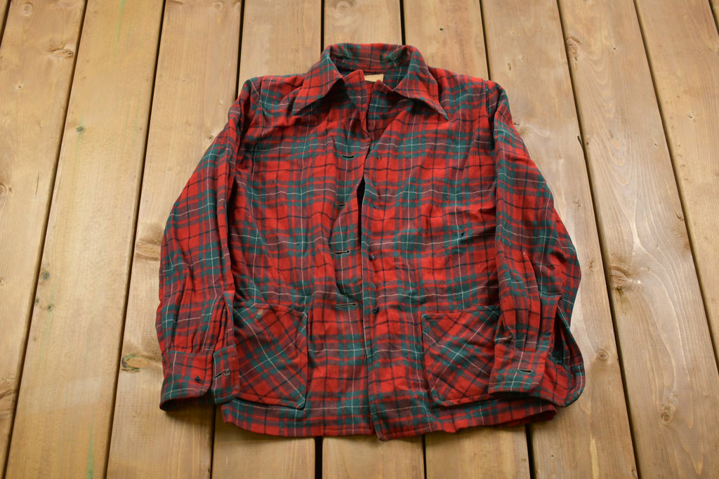 Vintage 1950s Pendleton Plaid Button Up Shirt