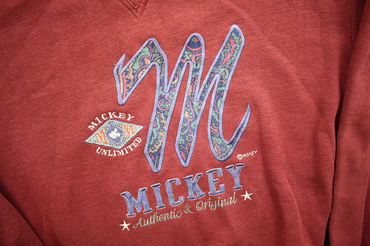 Vintage 1990s Mickey Mouse Mickey Unlimited Disney Crewneck / Vintage Disney Mickey Mouse / Embroidered / Burgundy Sweater