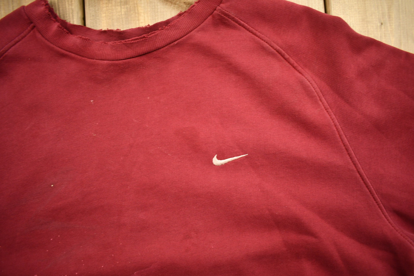 Vintage Nike Embroidered Mini Swoosh Raglan Crewneck Sweatshirt / Vintage Nike / Sportswear / Streetwear / Athleisure / Naturally Distressed