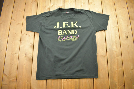 Vintage 1990s J.F.K Band T-Shirt / Music Note / Single Stitch / 80s / 90s / Streetwear Fashion / Made In USA