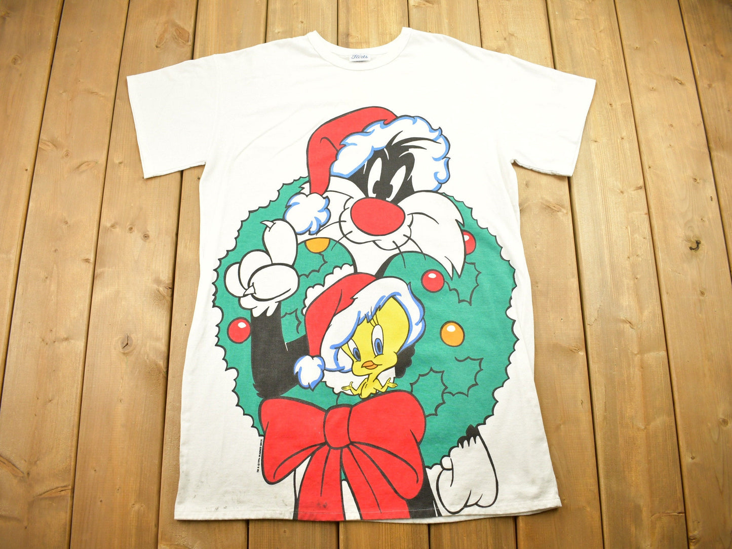 Vintage 1994 Looney Tunes Christmas Cartoon Pajama T-Shirt / Christmas Graphic / Looney Tunes / Sylvester And Tweety Bird / Streetwear