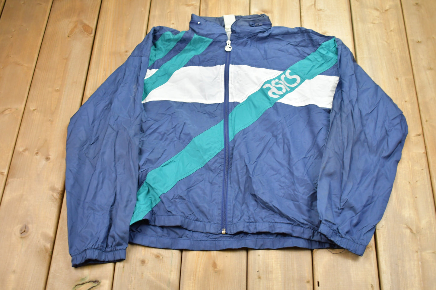 Vintage 1980s Asics Abstract Windbreaker Jacket / 80s Asics / Athletic Spring Summer Sportswear / Streetwear / Athleisure