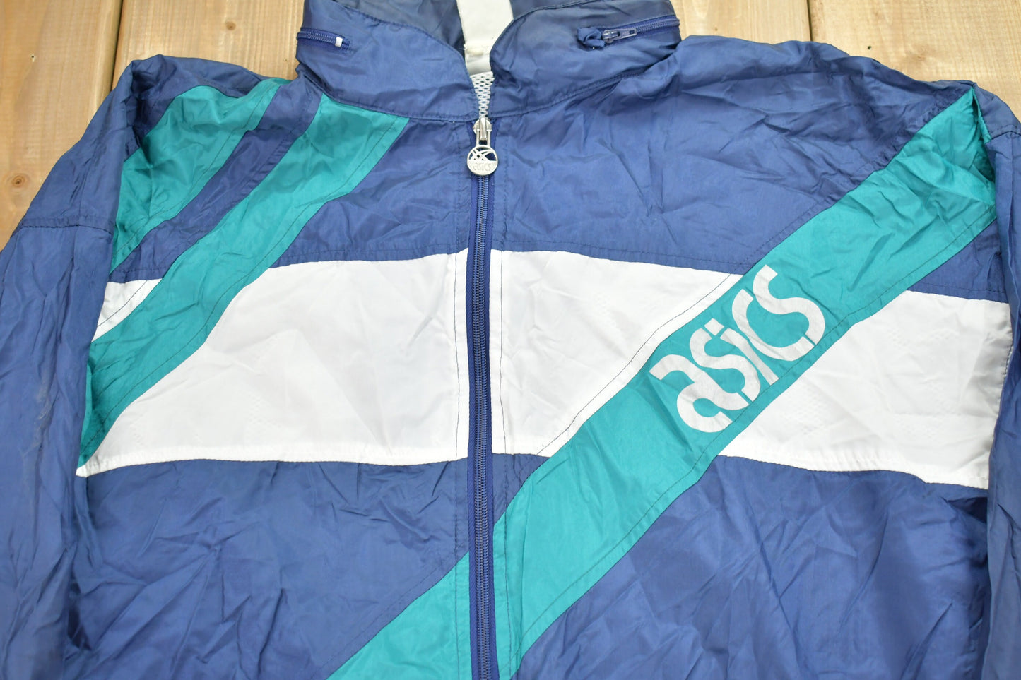 Vintage 1980s Asics Abstract Windbreaker Jacket / 80s Asics / Athletic Spring Summer Sportswear / Streetwear / Athleisure