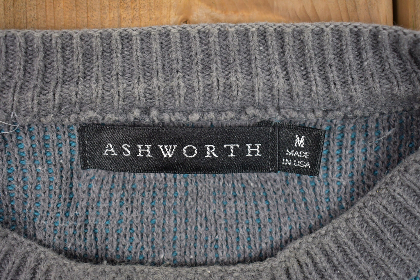 Vintage Knitted Ashworth Sweater / Vintage 90s Crewneck / Made in USA / Pattern Sweater / Outdoor / Hand Knit / Pullover Sweatshirt