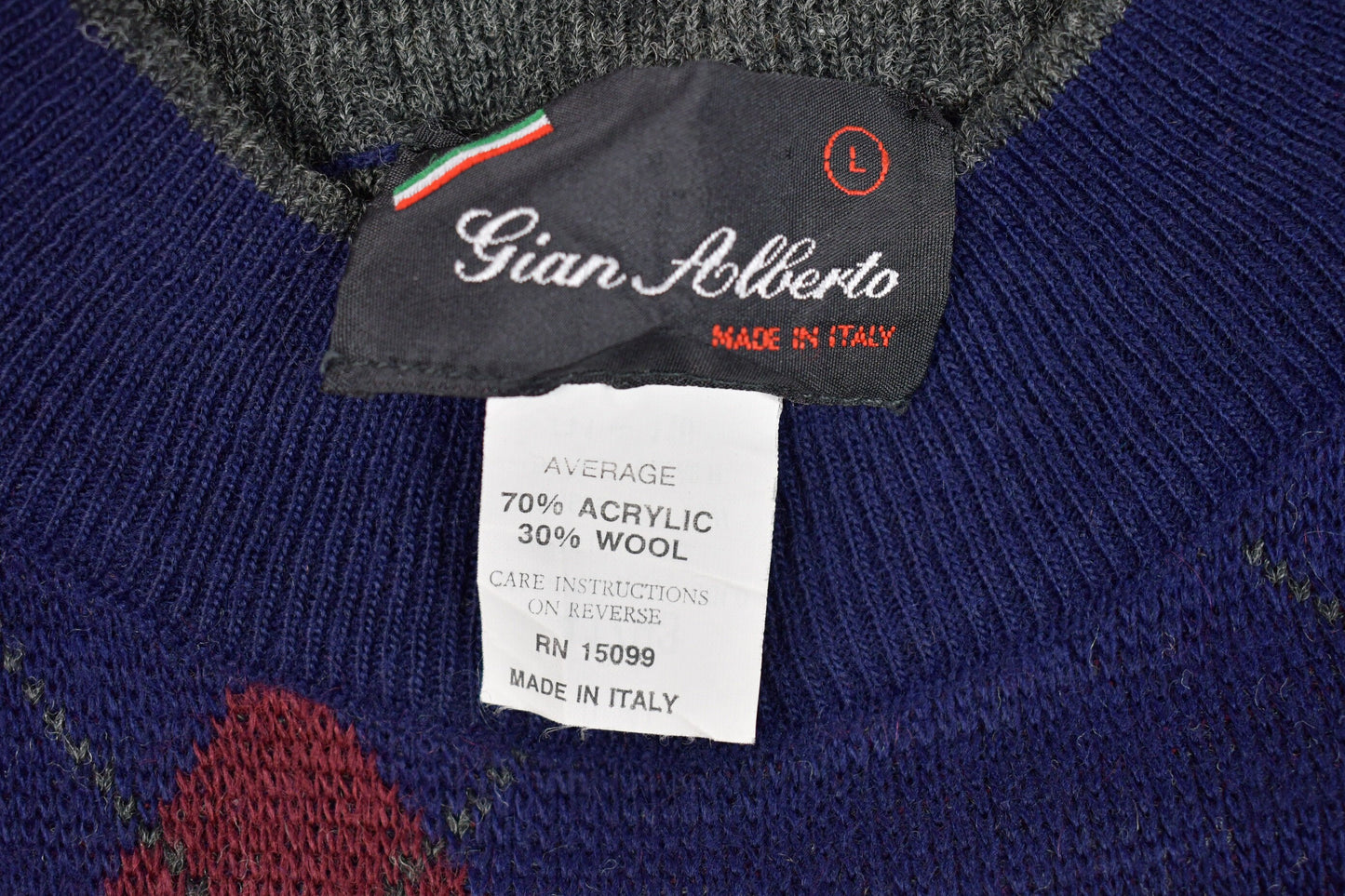 Vintage Knitted Gian Alberto Sweater / Made in Italy / Vintage 90s Golf Crewneck / Pattern Sweater / Outdoor / Pullover Sweatshirt