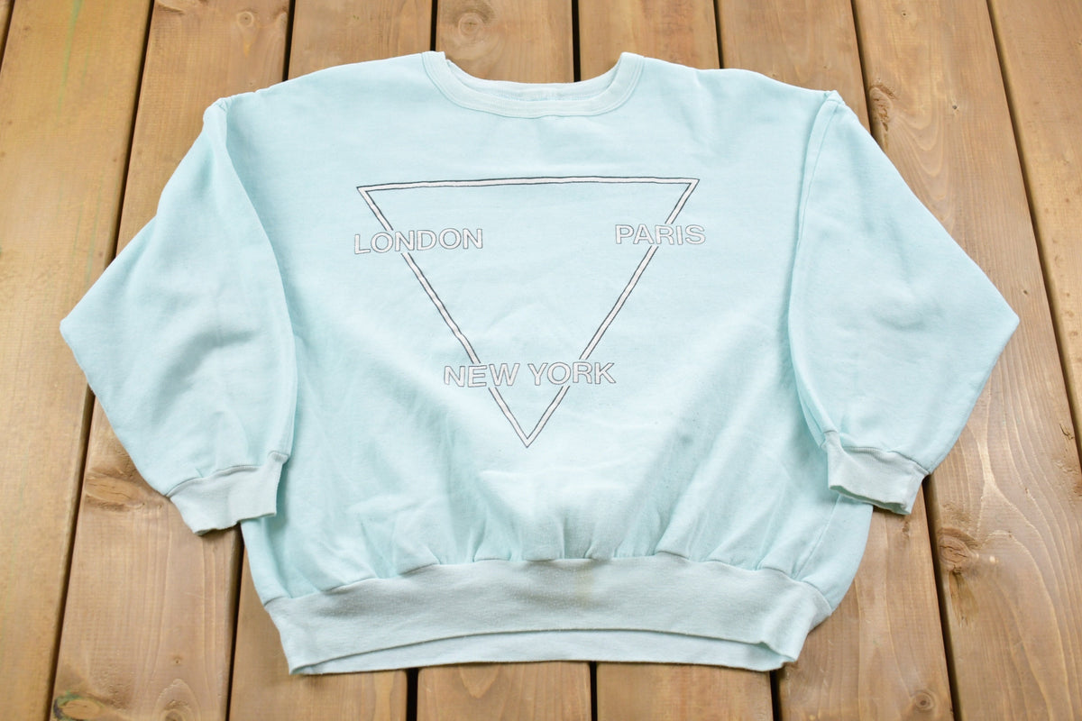 Vintage 1990s London Paris New York Graphic Crewneck Sweatshirt