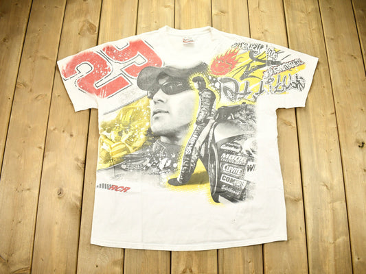 Vintage 1990s Kevin Harvick All Over Print NASCAR T-Shirt / Chase Authentics / NASCAR Racing / 90s Streetwear / Athleisure / Sportswear