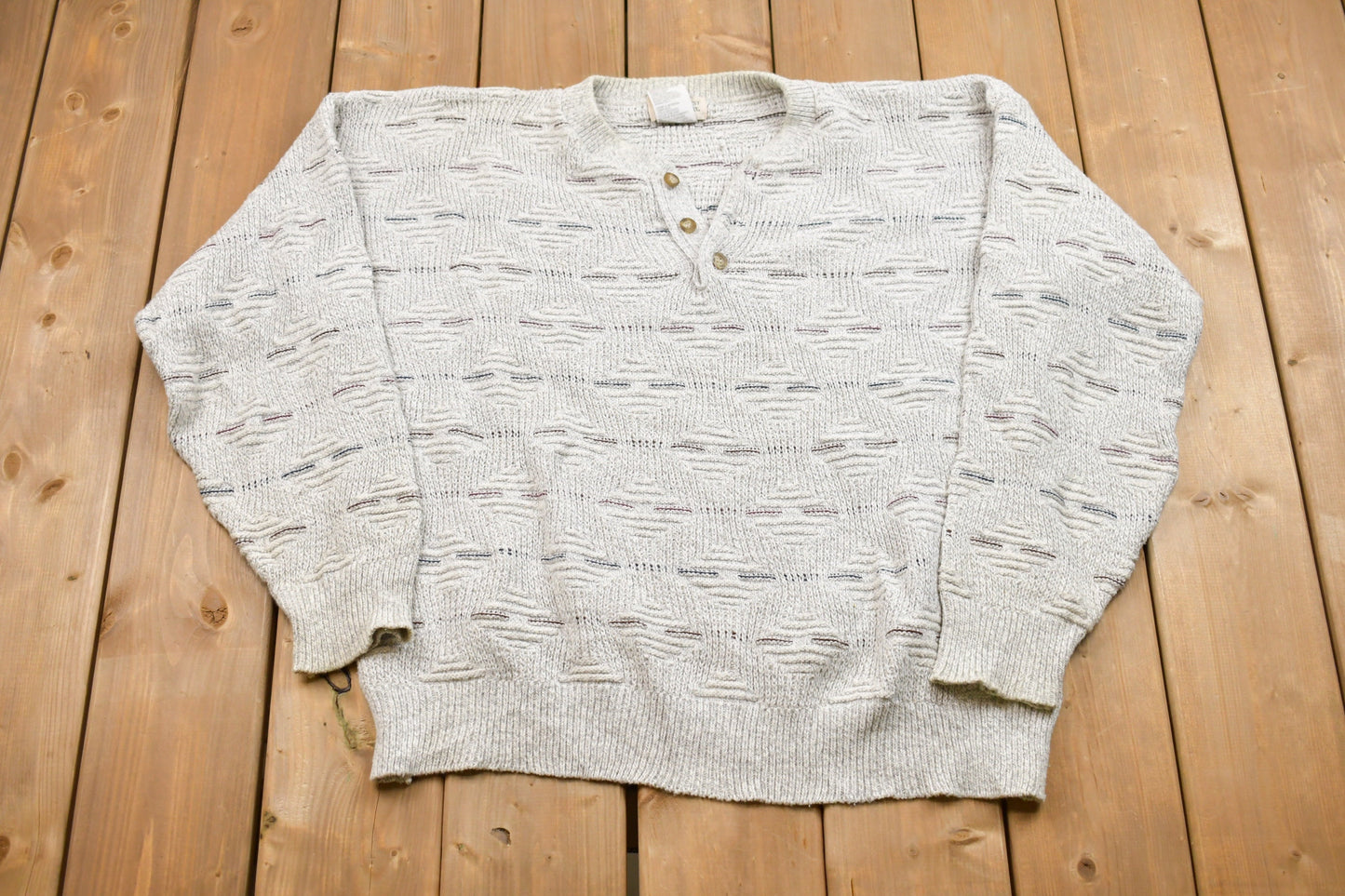 Vintage Knitted Northwest Territory Sweater / Made in USA / Vintage 90s Crewneck / Pattern Sweater / Outdoor / Pullover Sweatshirt