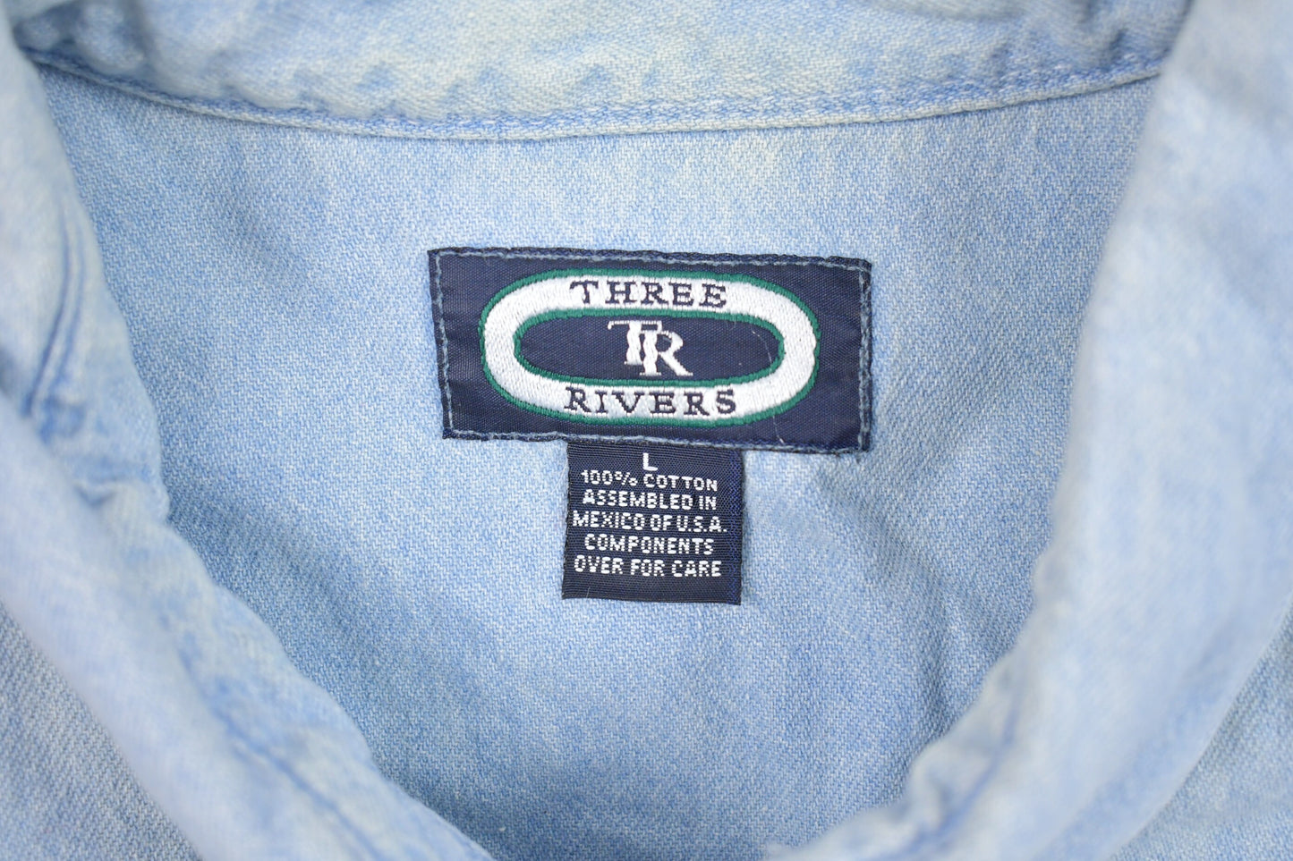 Vintage 1990s Band Aid Brand Denim Button Up Shirt / 1990s Button Up / Vintage Flannel / Casual Wear / Workwear / Pattern Button Up