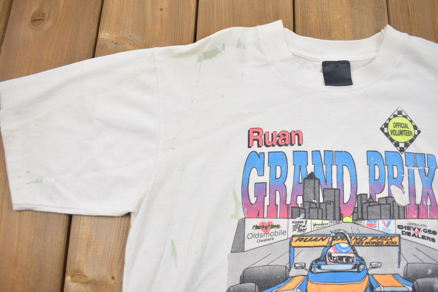 Vintage 1990s Ruan Grand Prix Racing  T-Shirt / Single Stitch / Stained / Grand Prix Racing / Made in USA / 90s Streetwear / Sportswear