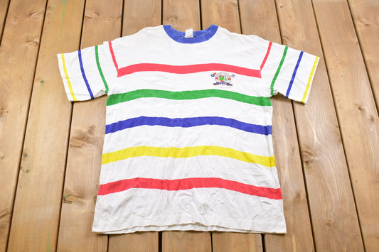 Vintage 1990s Poco Loco Club Cancun Striped T-Shirt