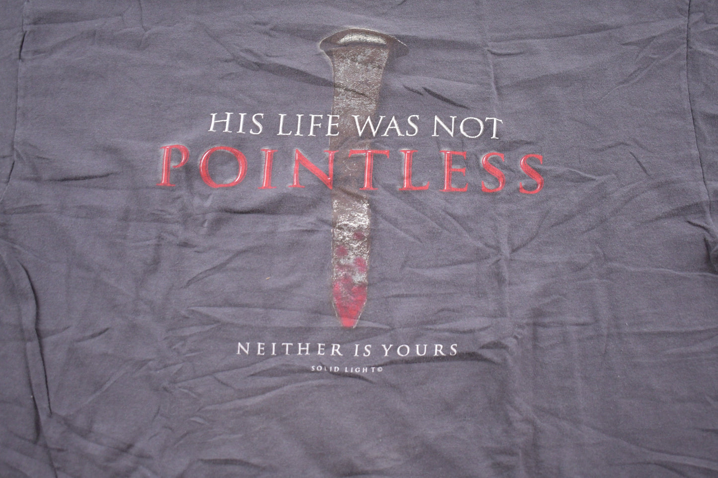 Vintage 1993 Jesus Life Not Pointless Knife Graphic T-Shirt