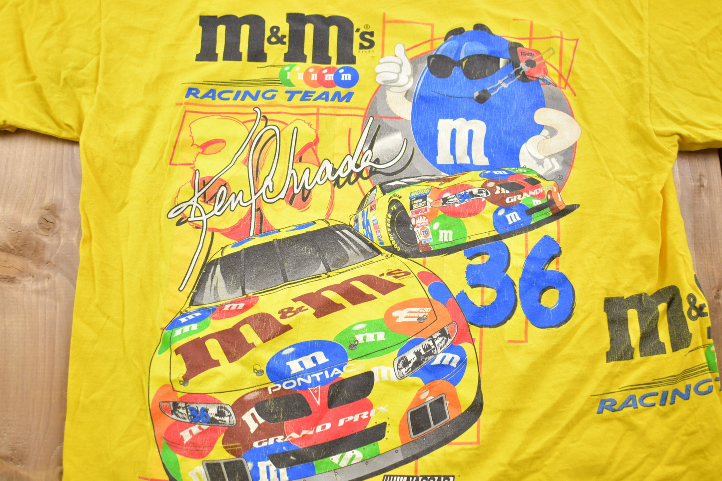 Vintage 1990s M&M All Over Print Racing Graphic T-Shirt